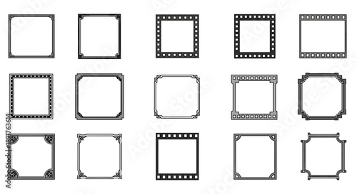 Collection of various square and rectangular picture frame styles