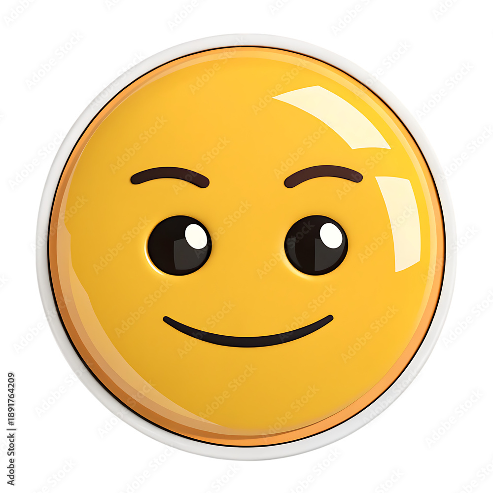 Fototapeta premium 3 D confident emoji sticker with slight smile and relaxed expression isolated on a transparent background