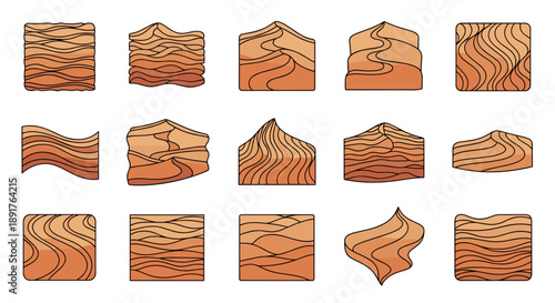 Set of various wooden texture samples with natural grain patterns