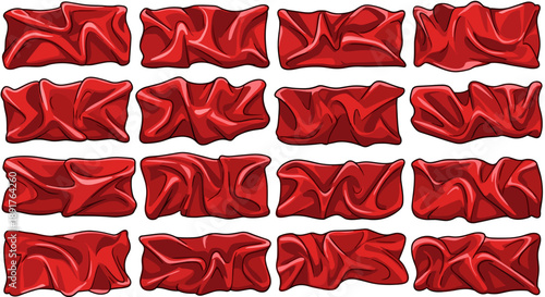 Multiple red fabric bows arranged in a pattern