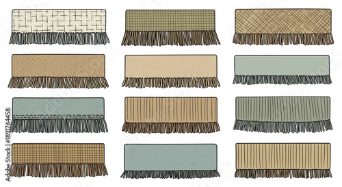 Collection of various textured and patterned fabric swatches for design