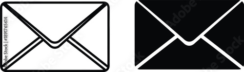 Envelope Icon Outline and Solid Minimal Black and White Illustration Design