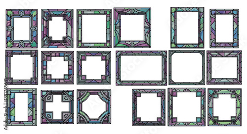Collection of decorative window frames with intricate geometric designs