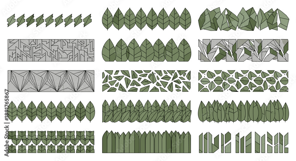 Obraz premium Collection of different green hedges and bushes for landscaping