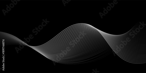 Futuristic perspective grid box. Abstract wireframe with white grid line on black background. eps 10