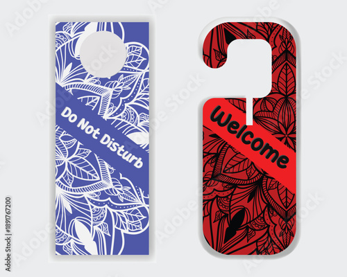 Interior door open close tag with ornamental modern design