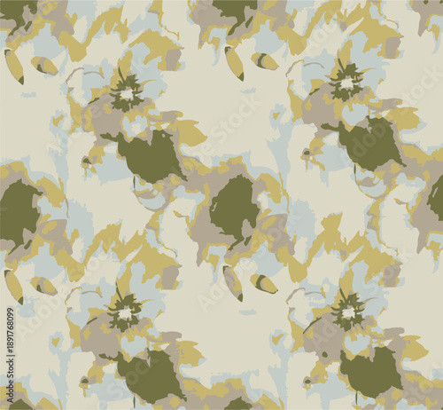 Seamless graphical flowers pattern in vector. Abstract flower pattern design
