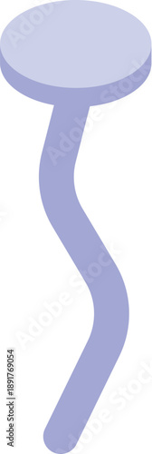 Lavender bent nail isolated on white background, symbolizing construction problems, instability, or diy challenges