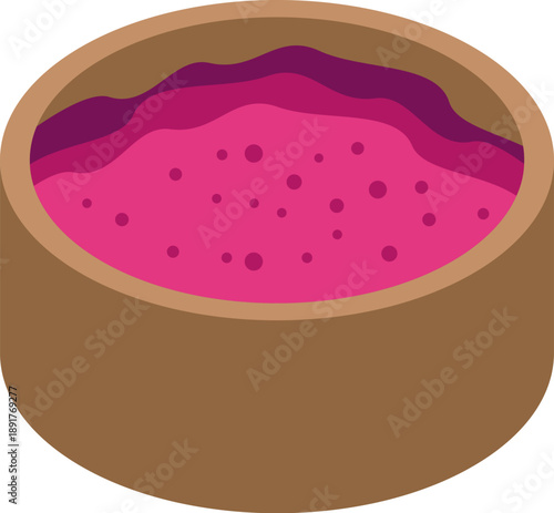 Pink berry smoothie filling a round wooden bowl, representing a healthy and refreshing acai bowl