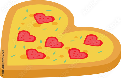 Delicious heart shaped pizza with pepperoni arranged in hearts, creating a romantic culinary experience