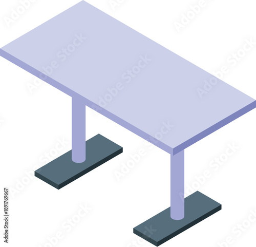 Simple rectangular table with metal legs, ideal for modern interiors, visualized in isometric projection