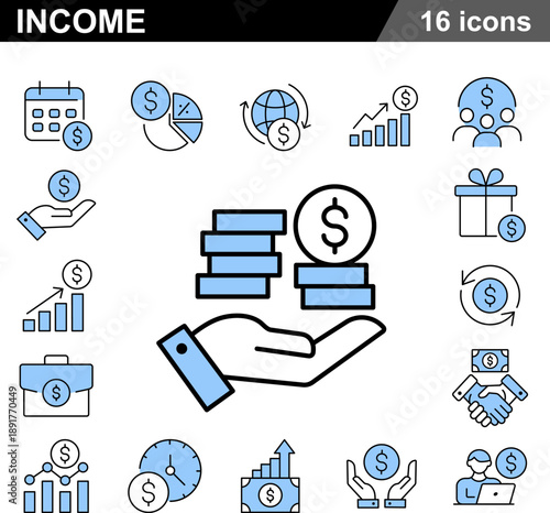 Income and Revenue Stream Toolkit 16 Dual Tone Illustrations for Personal Finance Dashboards, Corporate Earnings Reports and Wealth Management Graphics