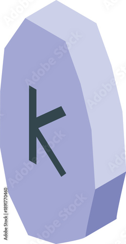 Purple kip coin rotating, showing lao currency symbol, on white background