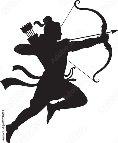 Vector illustration of shri Ram for happy ram Navami celebration Ram Navami, Jai Shree ram Hindi calligraphy with lord rama illustration and bow arrow