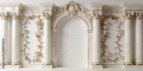 Premium Wedding Ceremony Arch with Golden Floral Ornament