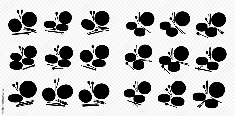 Fototapeta premium Set of black butterfly silhouettes with various wing positions on a transparent background, ideal for graphic design elements and decorative purposes.