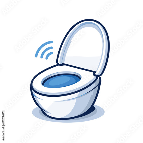 Smart toilet illustration with wireless technology and modern bathroom hygiene concept