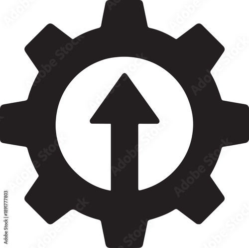 Gear Icon with Upward Arrow: Progress and Efficiency