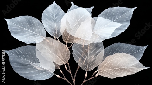 Close up of a bunch of leaves with a white background. The leaves are very thin and delicate