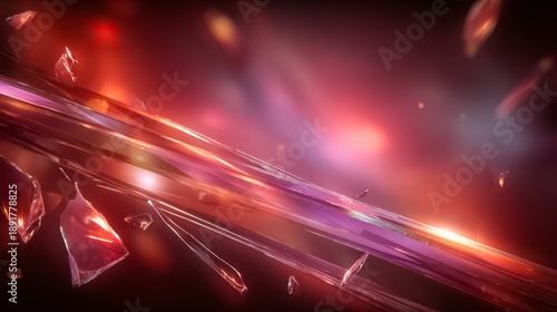 Red background with a line of broken glass. The broken glass is scattered across the background