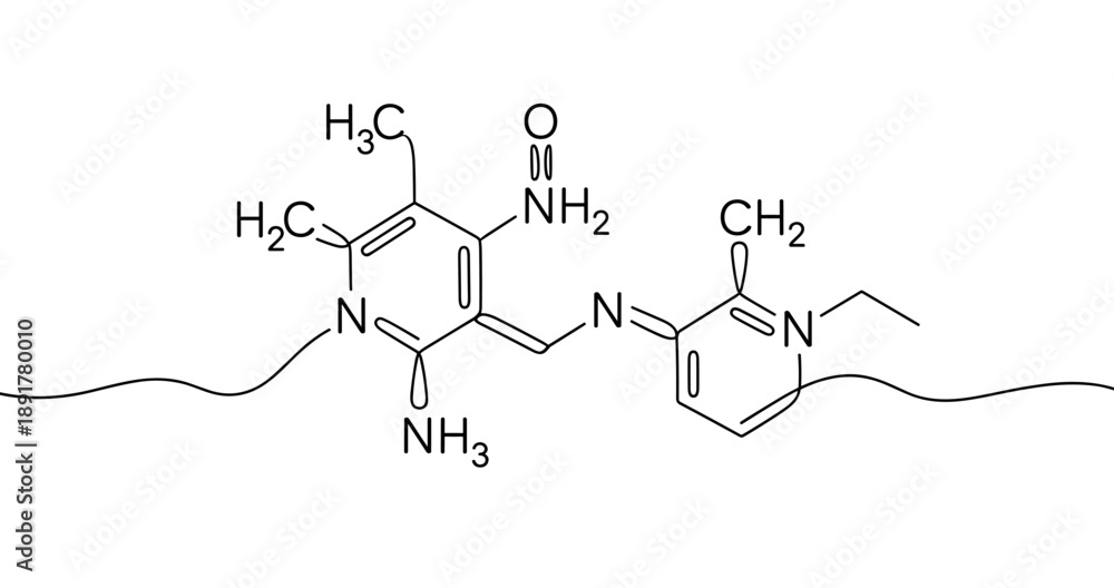 Fototapeta premium Chemical structure of vitamin b2 (riboflavin) molecule diagram. No editable stroke