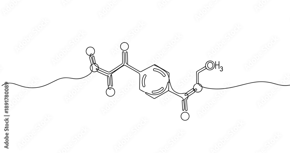 Fototapeta premium Chemical structure of acetylsalicylic acid (aspirin) molecule diagram. No editable stroke