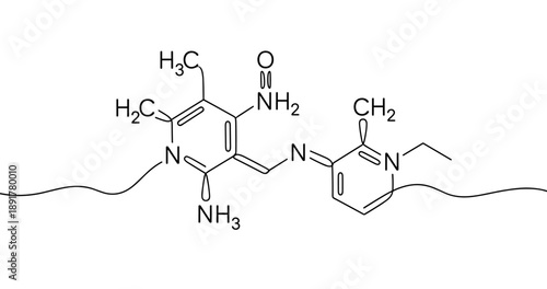 Chemical structure of vitamin b2 (riboflavin) molecule diagram. No editable stroke