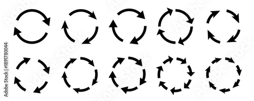 Arrows. Recycle symbol collection.  Set of recycle arrow vector icons. Vector illustration