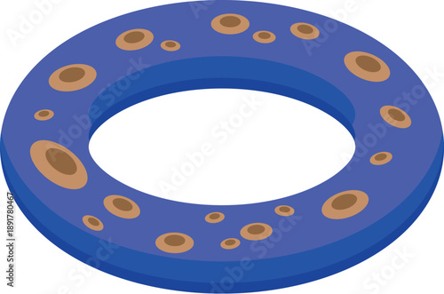 Blue inflatable ring floating on water surface, providing fun and relaxation during summer vacation