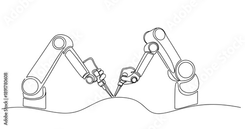 Robotic surgical arms in precision operation on patient. No editable stroke