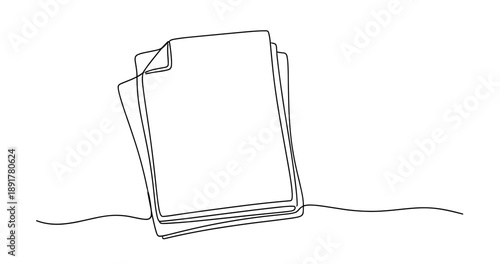 Minimalistic line art of stacked papers. No editable stroke