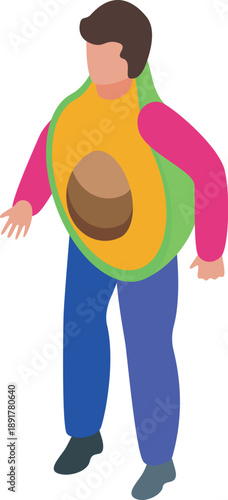 Promoter wearing a giant avocado costume walking and advertising healthy food