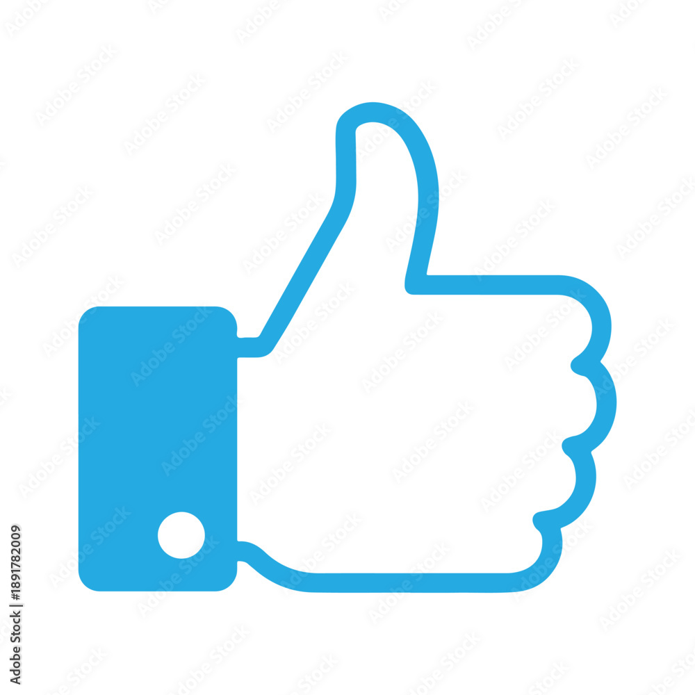 Obraz premium Thumbs Up Icon - Blue Hand Signal for Approval and Like