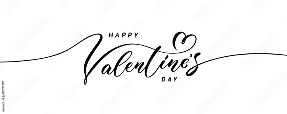 Fototapeta premium Happy Valentines Day Lettering in Elegant Calligraphy Vector