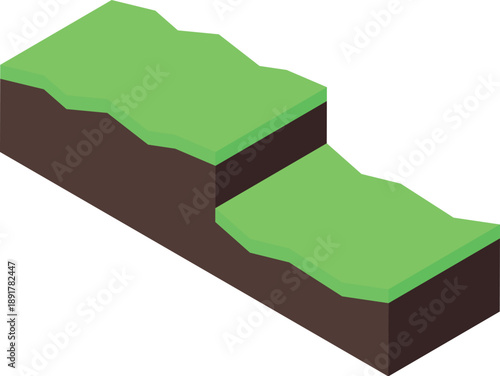 Earthquake crack splitting the ground and separating two green grass areas, creating a dangerous gap