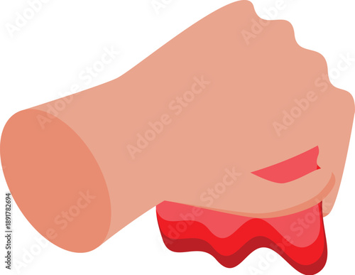 Close up of a hand squeezing a blood like substance, symbolizing violence, injury, or medical themes