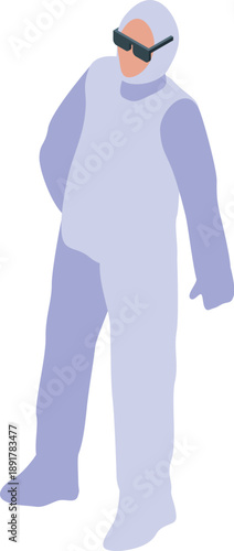 Chemical specialist wearing a protective suit and sunglasses, ensuring safety in hazardous environments