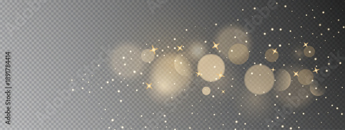 Sparkling particles create magical bokeh atmosphere with shimmering stars. Festive glitter dust and warm glowing flares perfect for holiday celebration designs.
