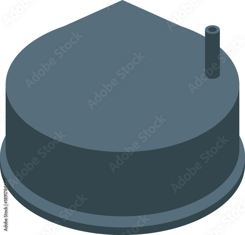 Grey cylindrical oil tank storing fuel for industrial production, representing energy and fossil resources