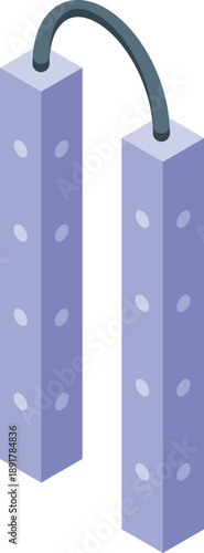 Nunchaku with cord connecting two sections, demonstrating balance and control in martial arts practice