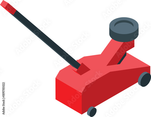 Red hydraulic car jack lifting equipment isolated on white background, isometric view