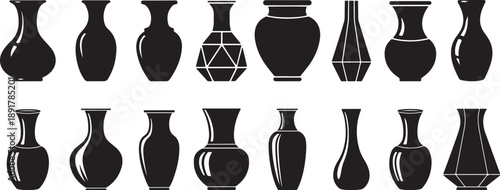 Black Vase Vector – Traditional and Geometric Shapes for Interior and Design