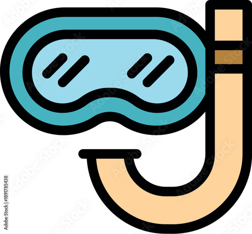 Simple icon of a diving mask and snorkel, perfect for representing underwater adventures, snorkeling, or scuba diving