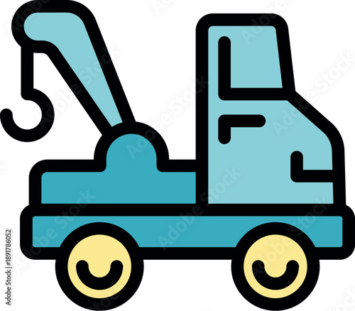 Tow truck with hook lifting provides roadside assistance to vehicle owners