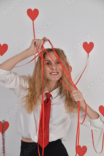 Valentine's Day, hearts, girl, valentine