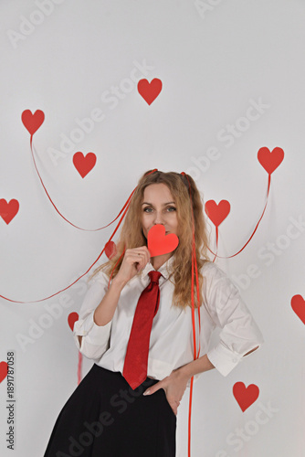 Valentine's Day, hearts, girl, valentine