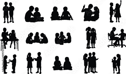 Dynamic Youth & Educational Silhouette Collection for Versatile Media