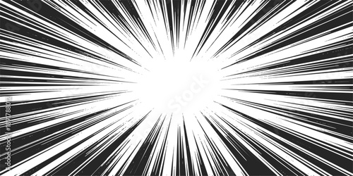 Abstract black and white fractal burst design with 3d digital rays featuring motion blur and energy lines for a high speed explosion illustration