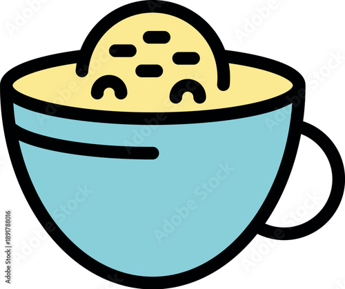 Cheerful bowl of porridge, complete with a cute kawaii face, adds a touch of whimsy to breakfast time