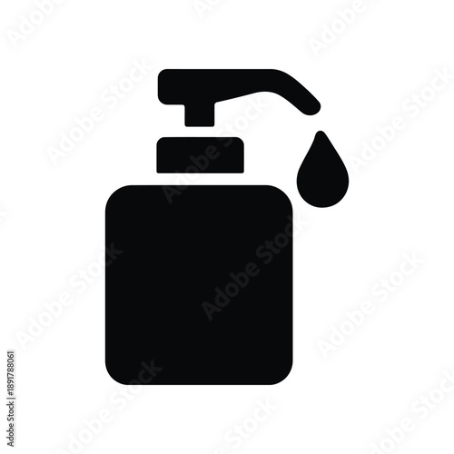 Vector illustration black soap dispenser icon with a drop of liquid